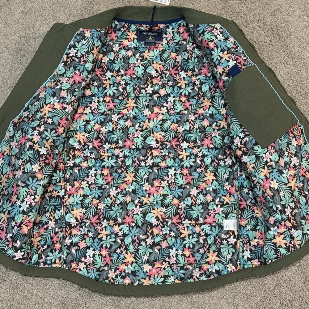 NWT Chubbies Men's Large The‎ Forest Florist Quilted Green Vest